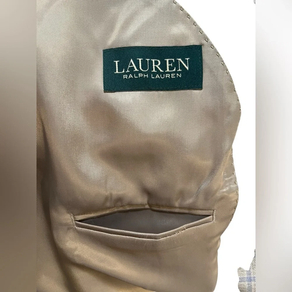1. Lauren Ralph Lauren Classic-Fit UltraFlex Tan & Blue Plaid Sport Coat